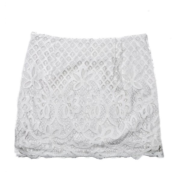 Free People Dreamy Days White Lace Overlay Lined Mini Skirt Size 12 - NWOT - Picture 3 of 8